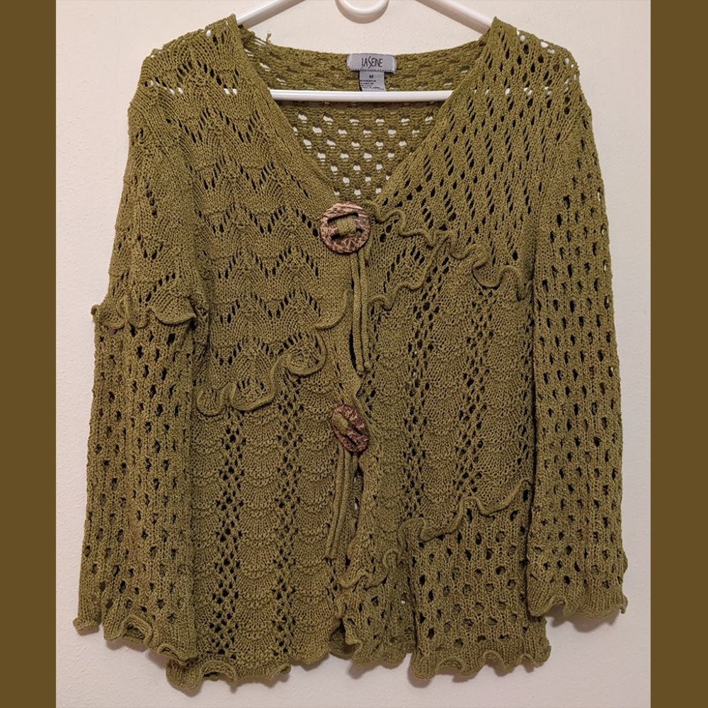 Earthy Mossy Green Hippy Knit Sweater